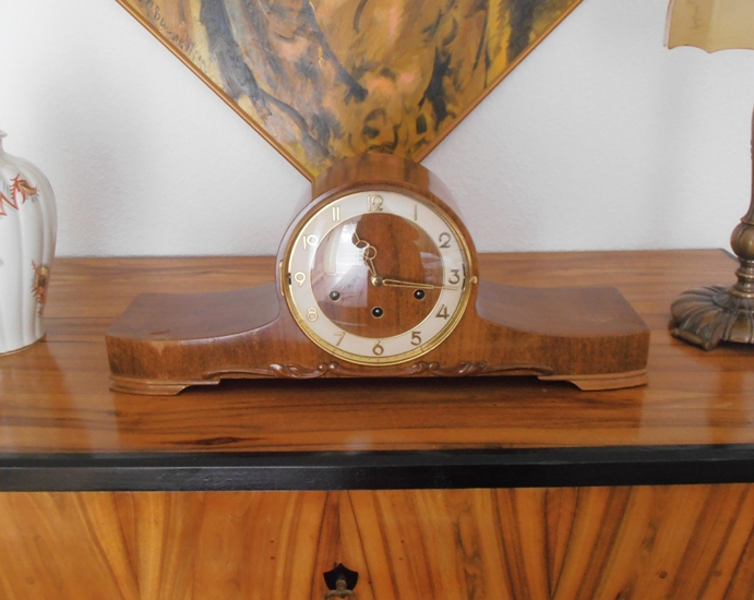 London Clock Orologio da Camino in Legno massello 22 x 42 x 8cm Noce 